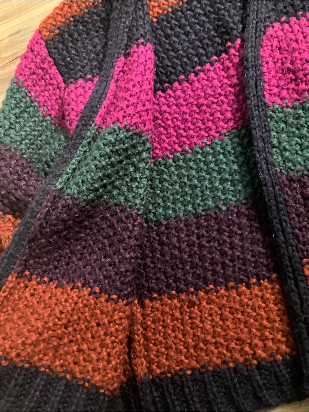NATURAL LIFE Rust Orange and Navy Chunky Knit Sweater - Picture 6 of 6